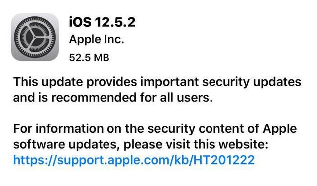 高青苹果手机维修分享iOS12.5.2发布，建议所有老苹果用户安装 